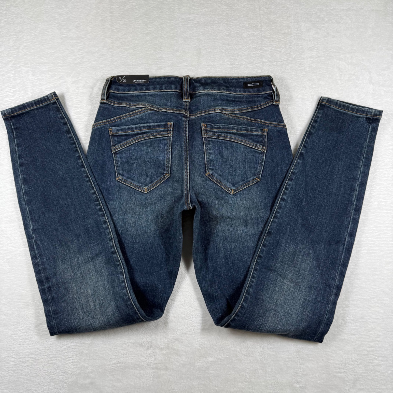 Liverpool Los Angeles The Hugger Skinny Dark Wash Blue Denim Jeans Womens 2/26